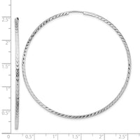 14k White Gold 1.35mm Diamond-cut Square Tube Endless Hoop Earrings-TF1003W
