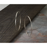 14k White Gold 1.35mm Diamond-cut Square Tube Endless Hoop Earrings-TF1003W