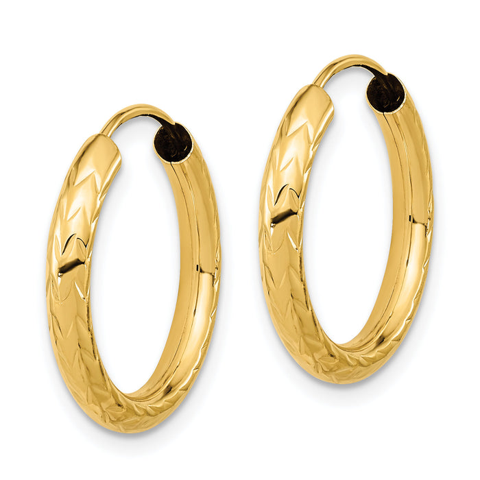 14k 3.00mm Polished & D/C Endless Hoop Earrings-TF1004