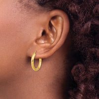 14k 3.00mm Polished & D/C Endless Hoop Earrings-TF1004