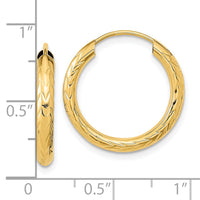 14k 3.00mm Polished & D/C Endless Hoop Earrings-TF1004