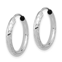 14k White Gold 3.00mm Polished & D/C Endless Hoop Earrings-TF1004W