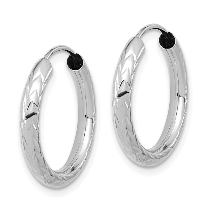 14k White Gold 3.00mm Polished & D/C Endless Hoop Earrings-TF1004W