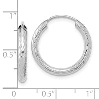 14k White Gold 3.00mm Polished & D/C Endless Hoop Earrings-TF1004W