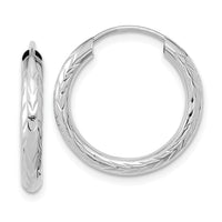 14k White Gold 3.00mm Polished & D/C Endless Hoop Earrings-TF1004W