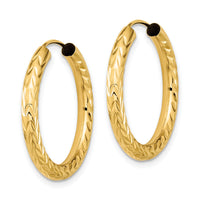 14k 3.00mm Polished & D/C Endless Hoop Earrings-TF1005