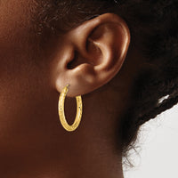14k 3.00mm Polished & D/C Endless Hoop Earrings-TF1005