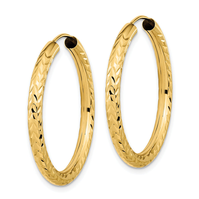 14k 3.00mm Polished & D/C Endless Hoop Earrings-TF1006