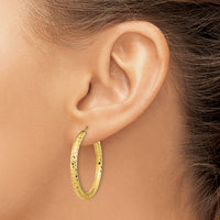 14k 3.00mm Polished & D/C Endless Hoop Earrings-TF1006