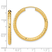 14k 3.00mm Polished & D/C Endless Hoop Earrings-TF1006