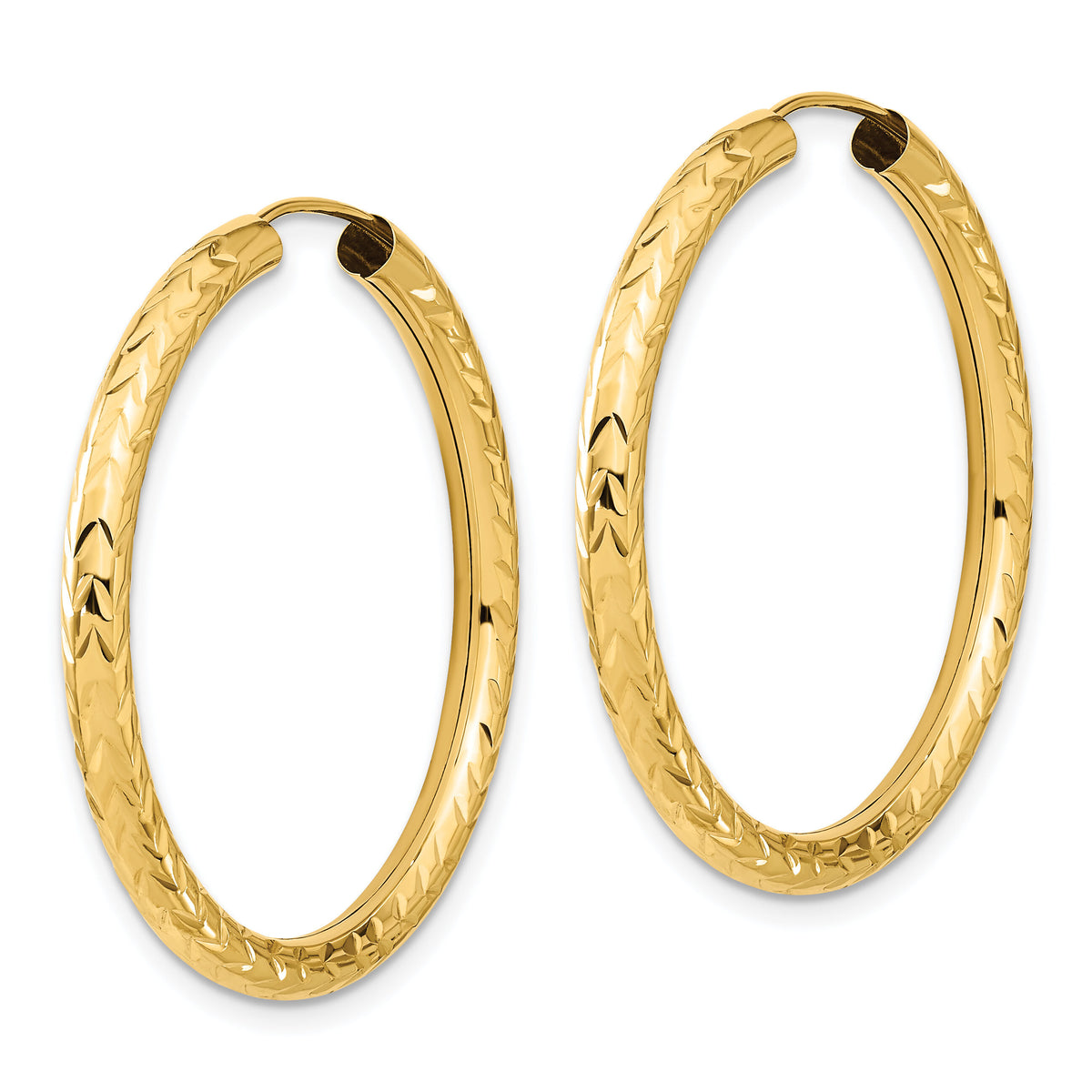 14k 3.00mm Polished & D/C Endless Hoop Earrings-TF1007