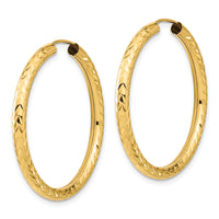 14k 3.00mm Polished & D/C Endless Hoop Earrings-TF1007