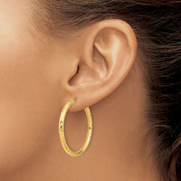 14k 3.00mm Polished & D/C Endless Hoop Earrings-TF1007