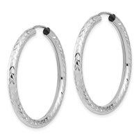 14k White Gold 3.00mm Polished & D/C Endless Hoop Earrings-TF1007W