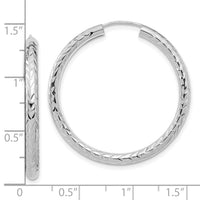 14k White Gold 3.00mm Polished & D/C Endless Hoop Earrings-TF1007W
