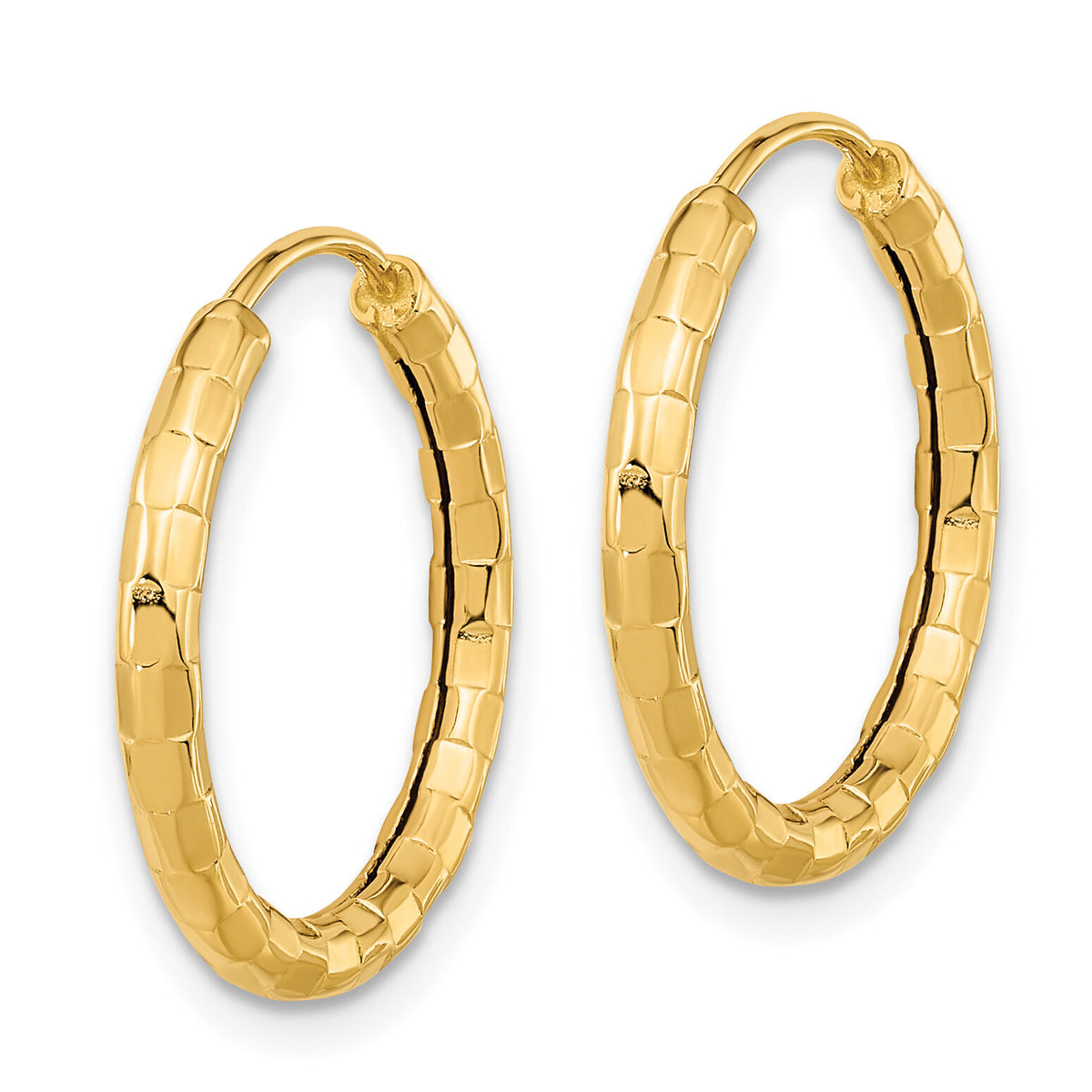 14k Gold Polished Faceted 2.5mm Hoop Earrings-TF1008