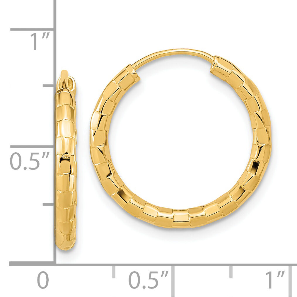 14k Gold Polished Faceted 2.5mm Hoop Earrings-TF1008
