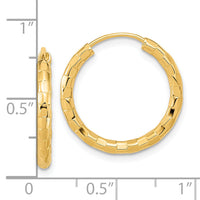 14k Gold Polished Faceted 2.5mm Hoop Earrings-TF1008