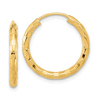 14k Gold Polished Faceted 2.5mm Hoop Earrings-TF1008