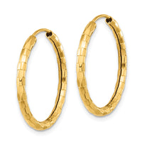 14k Gold Polished Faceted 2.5mm Hoop Earrings-TF1009