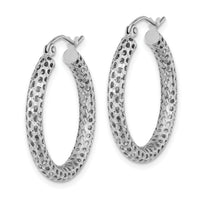 14k White Gold Mesh Hoop Earrings-TF1052