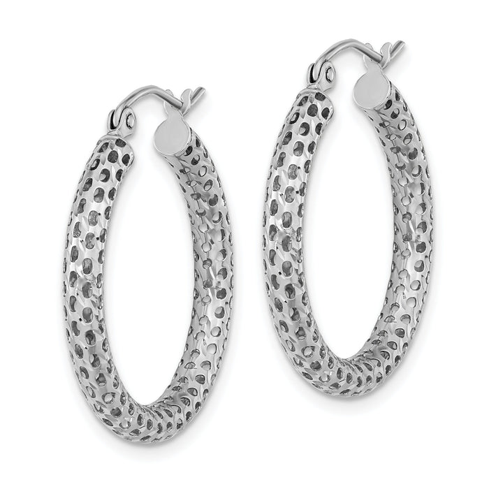14k White Gold Mesh Hoop Earrings-TF1052