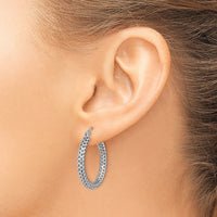 14k White Gold Mesh Hoop Earrings-TF1052