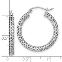14k White Gold Mesh Hoop Earrings-TF1052