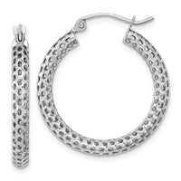 14k White Gold Mesh Hoop Earrings-TF1052