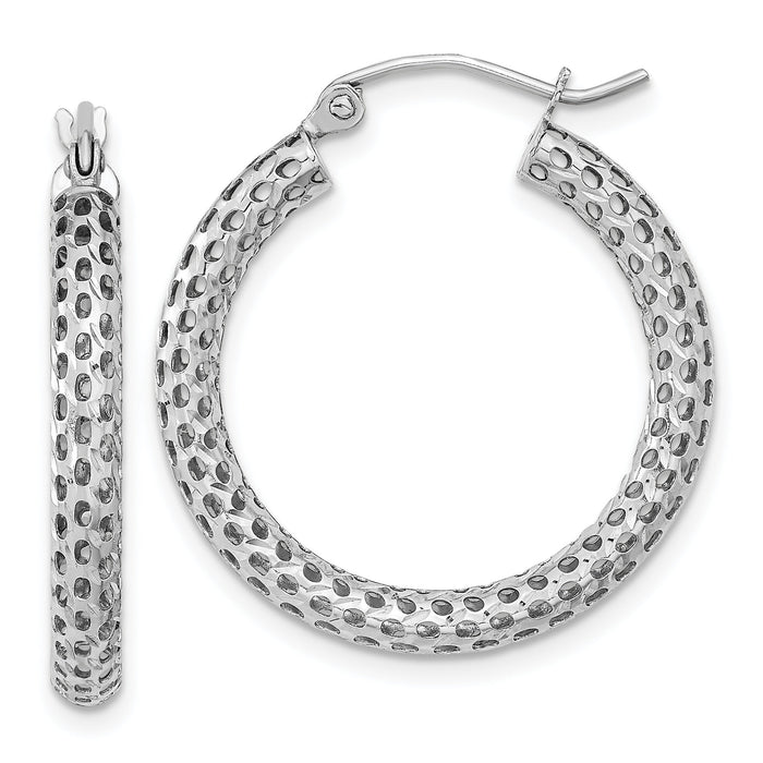 14k White Gold Mesh Hoop Earrings-TF1052