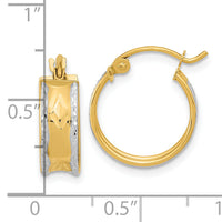14k White Rhodium Polished Diamond-cut Hoops-TF1070