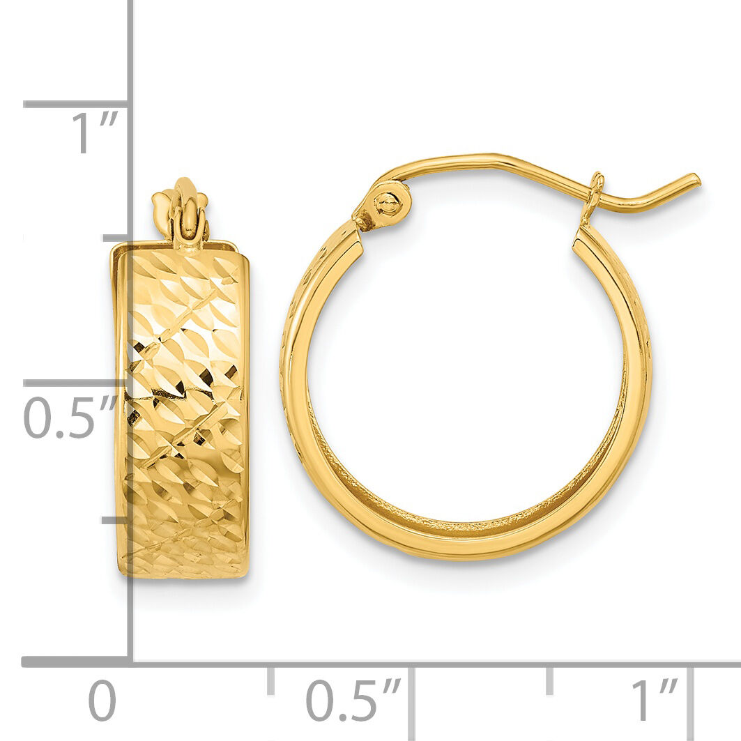 14k Diamond-cut Hoop Earrings-TF1072