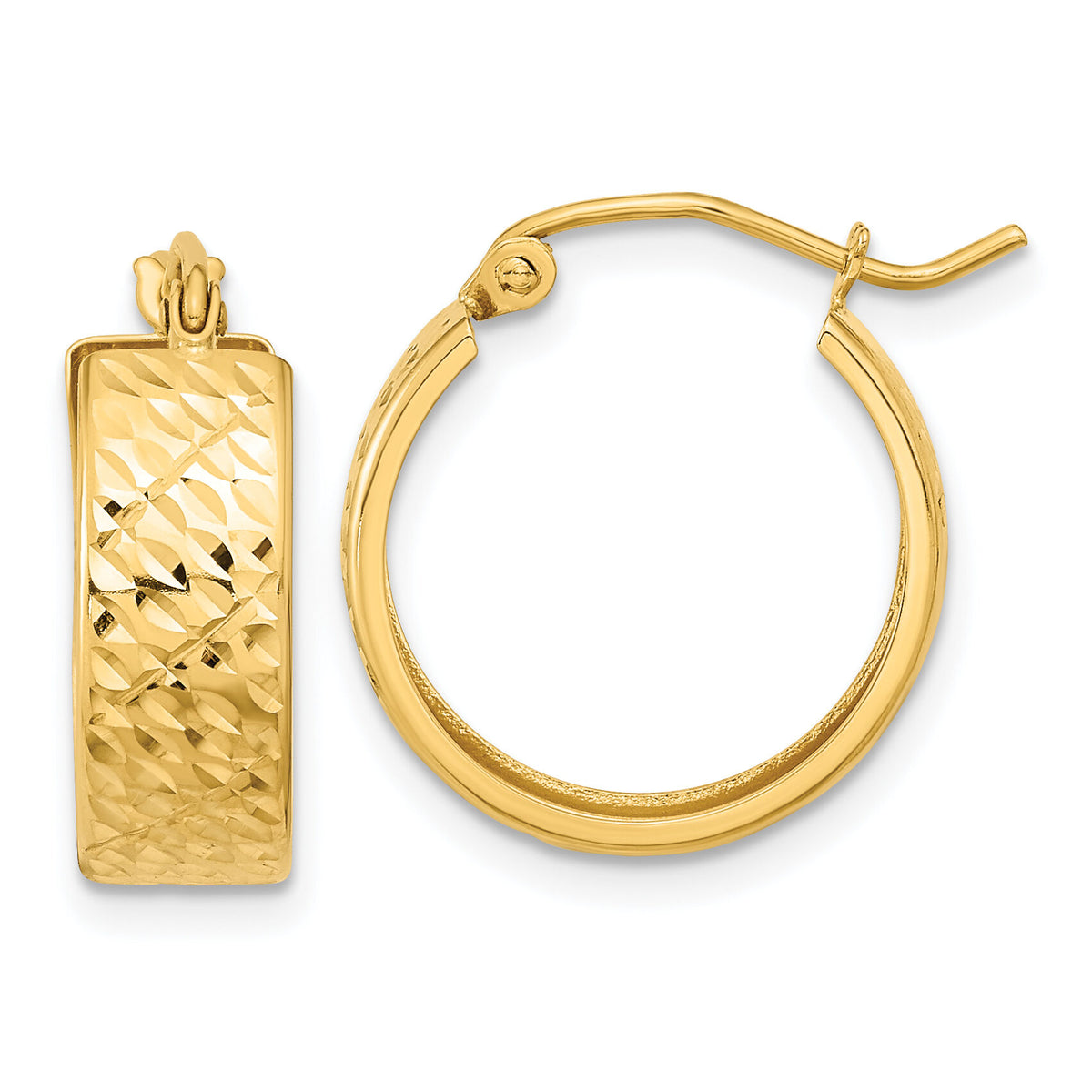 14k Diamond-cut Hoop Earrings-TF1072