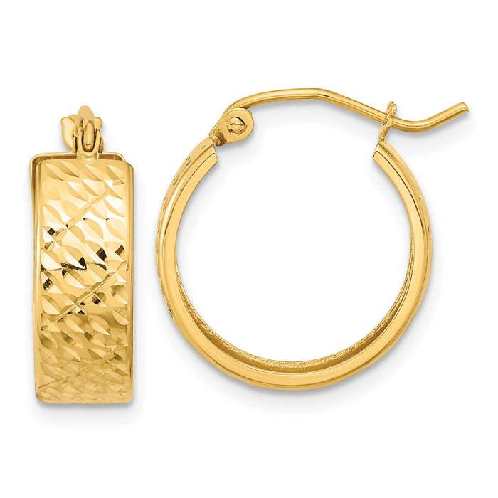 14k Diamond-cut Hoop Earrings-TF1072
