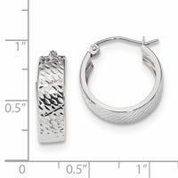 14k White Gold Diamond-cut Hoop Earrings-TF1072W