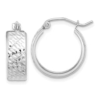 14k White Gold Diamond-cut Hoop Earrings-TF1072W