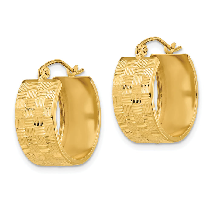 14k Diamond-cut Hoop Earrings-TF1073