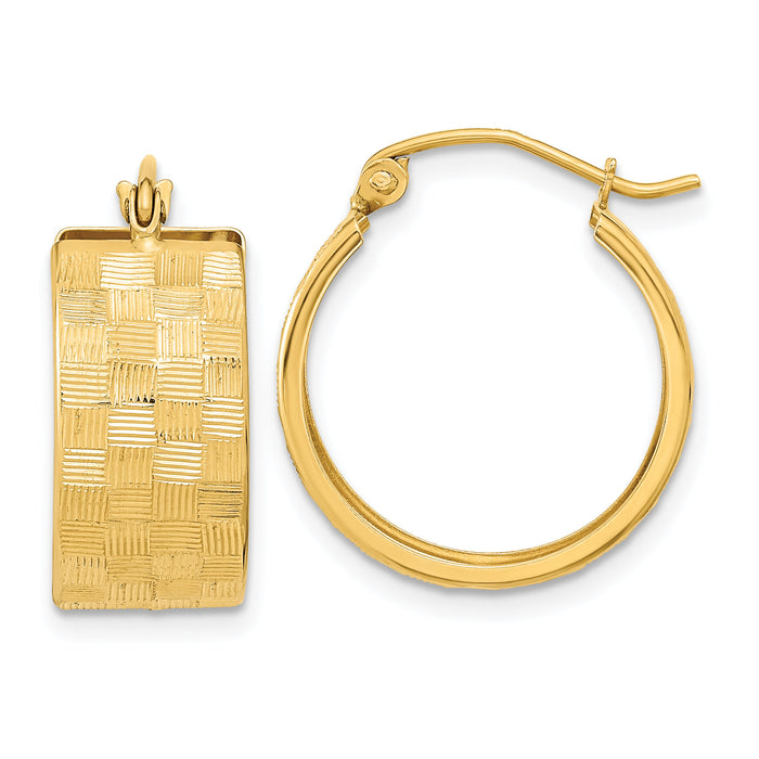 14k Diamond-cut Hoop Earrings-TF1073