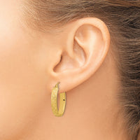 14k Polished Satin Diamond-cut Hoop Earrings-TF1085