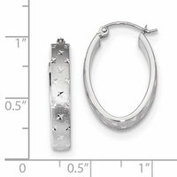 14k White Gold Polished SatinDiamond-cut Hoop Earrings-TF1085W