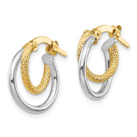 14K Two-Tone Polished Diamond-cut Hoop Earrings-TF1099TT