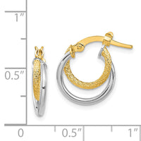 14K Two-Tone Polished Diamond-cut Hoop Earrings-TF1099TT
