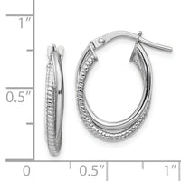 14k White Gold Polished and Textured Double Oval Hoops-TF1103W
