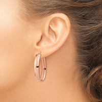 14k Rose Gold Oval Hoop Earrings-TF1114R
