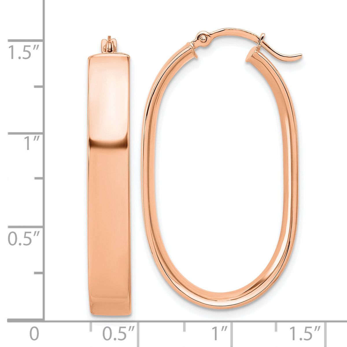 14k Rose Gold Oval Hoop Earrings-TF1114R