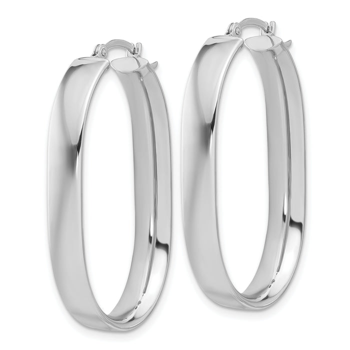 14k White Gold Oval Hoop Earrings-TF1114W