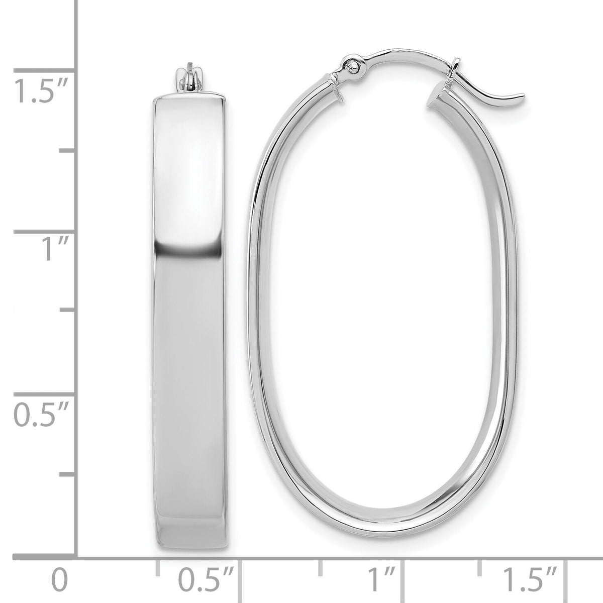 14k White Gold Oval Hoop Earrings-TF1114W