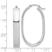 14k White Gold Oval Hoop Earrings-TF1114W