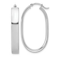 14k White Gold Oval Hoop Earrings-TF1114W