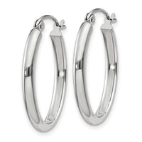14k White Gold Polished 2.75mm Oval Tube Hoop Earrings-TF112
